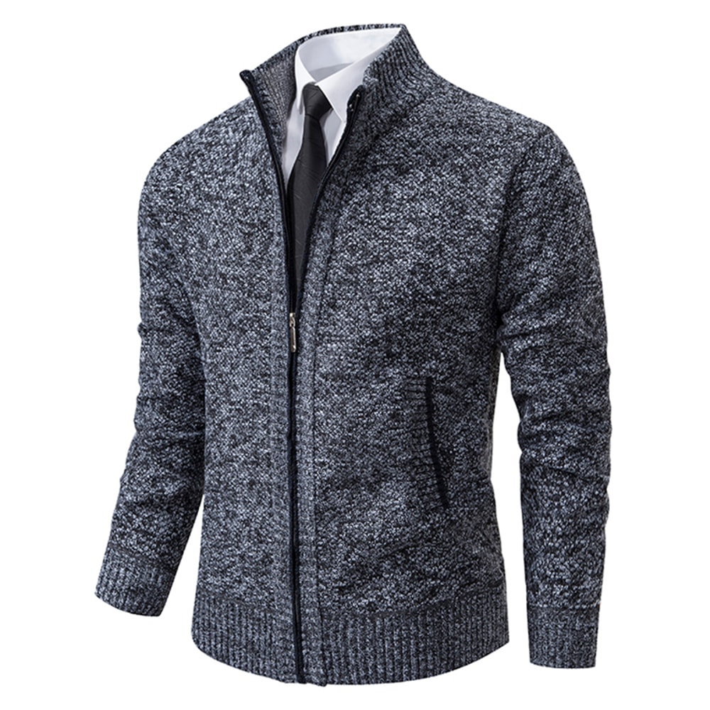 Warm Winter Fleece Men's Casual Sports Jacket Stand Collar Zipper Cardigan for Autumn Winter