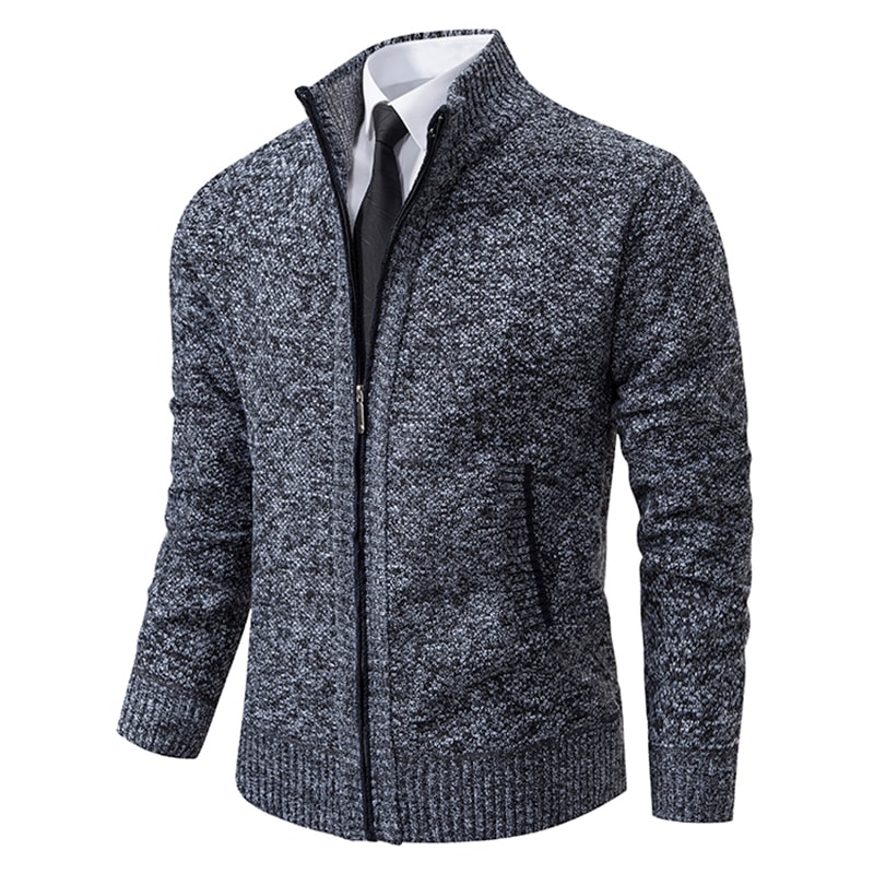 Warm Winter Fleece Men's Casual Sports Jacket Stand Collar Zipper Cardigan for Autumn Winter