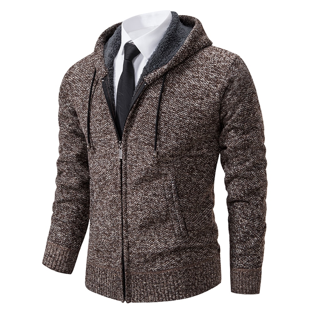 Warm Winter Fleece Men's Casual Sports Jacket Stand Collar Zipper Cardigan for Autumn Winter