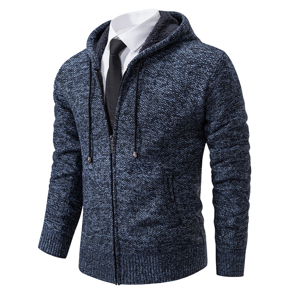 Warm Winter Fleece Men's Casual Sports Jacket Stand Collar Zipper Cardigan for Autumn Winter