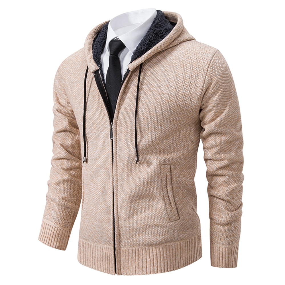Warm Winter Fleece Men's Casual Sports Jacket Stand Collar Zipper Cardigan for Autumn Winter