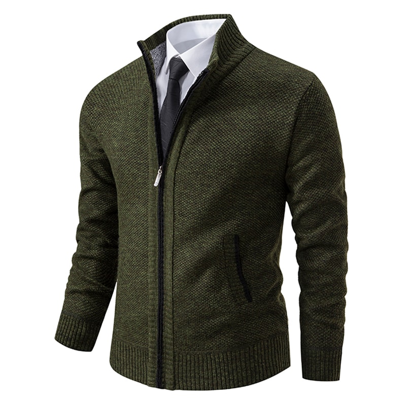 Warm Winter Fleece Men's Casual Sports Jacket Stand Collar Zipper Cardigan for Autumn Winter
