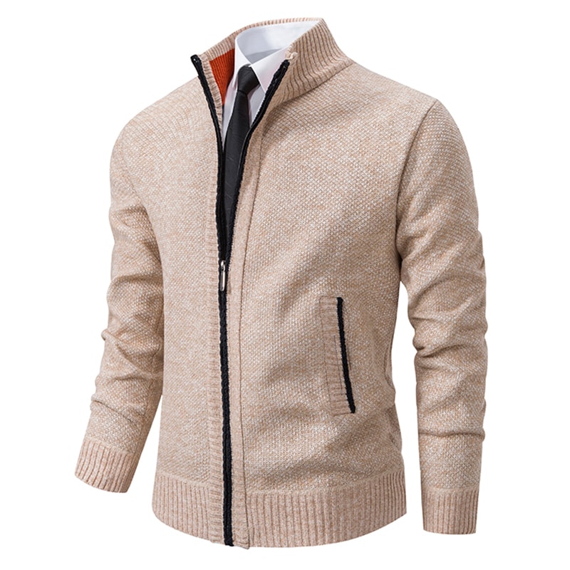 Warm Winter Fleece Men's Casual Sports Jacket Stand Collar Zipper Cardigan for Autumn Winter