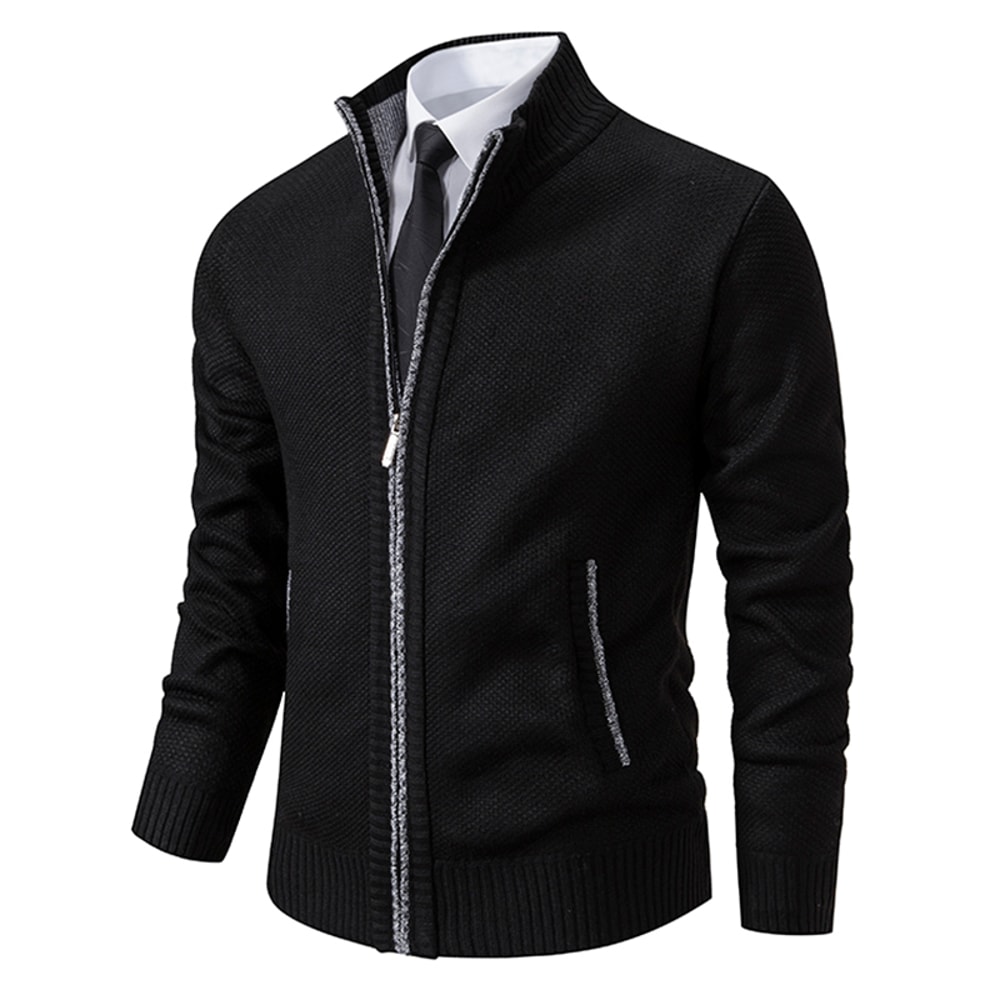 Warm Winter Fleece Men's Casual Sports Jacket Stand Collar Zipper Cardigan for Autumn Winter