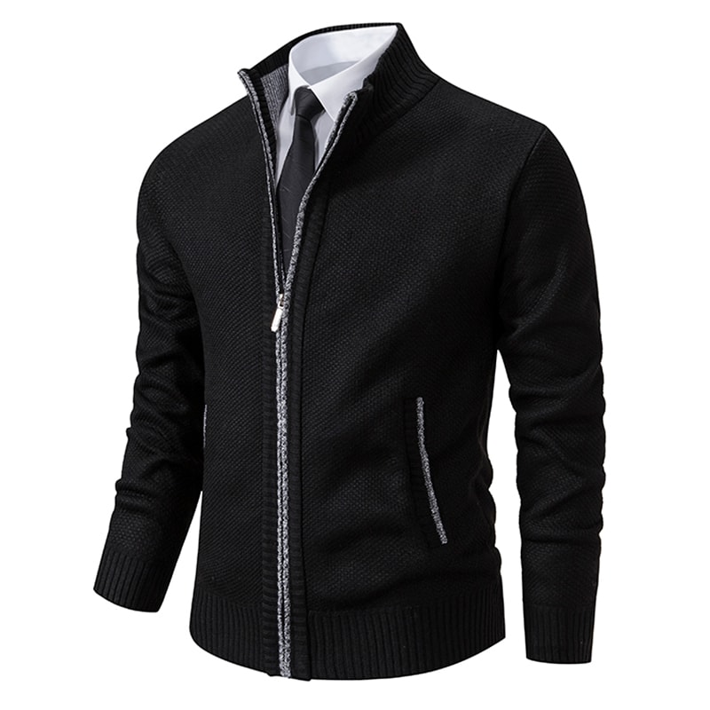 Warm Winter Fleece Men's Casual Sports Jacket Stand Collar Zipper Cardigan for Autumn Winter