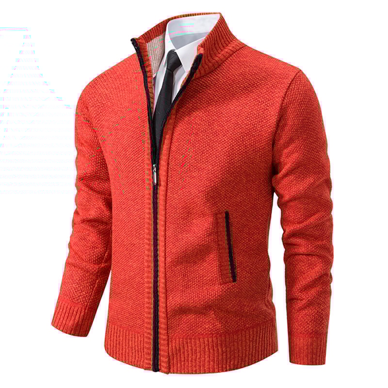 Warm Winter Fleece Men's Casual Sports Jacket Stand Collar Zipper Cardigan for Autumn Winter