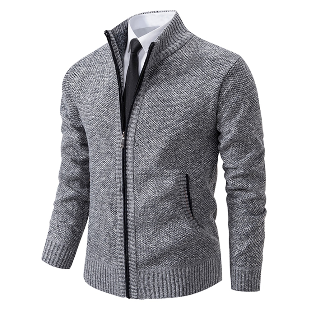 Warm Winter Fleece Men's Casual Sports Jacket Stand Collar Zipper Cardigan for Autumn Winter