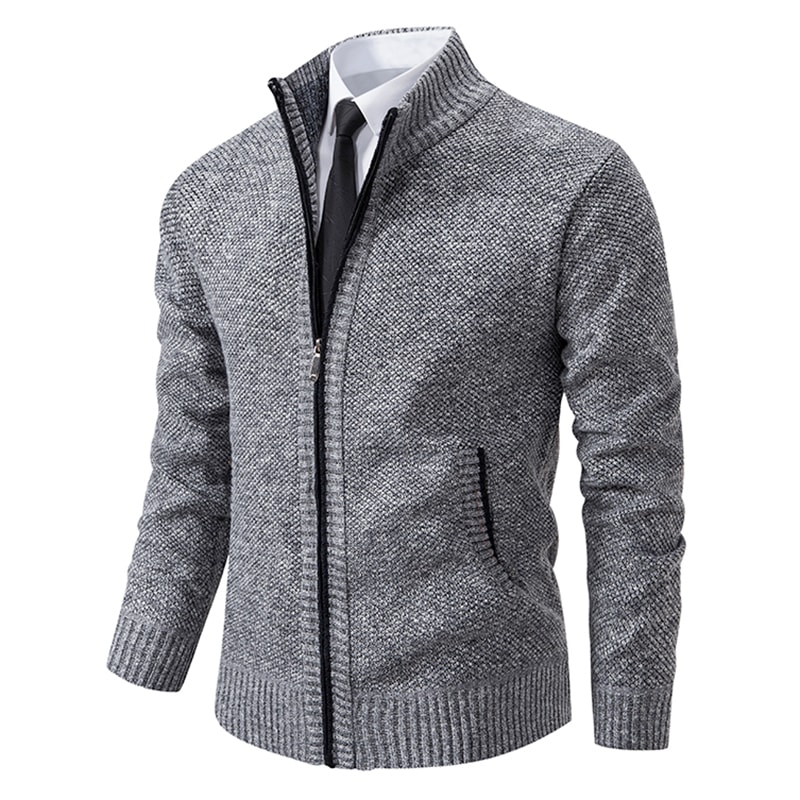 Warm Winter Fleece Men's Casual Sports Jacket Stand Collar Zipper Cardigan for Autumn Winter