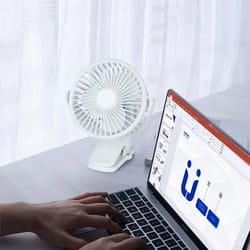 portable usb rechargeable clip-on desk fan with night light ideal for home outdoors