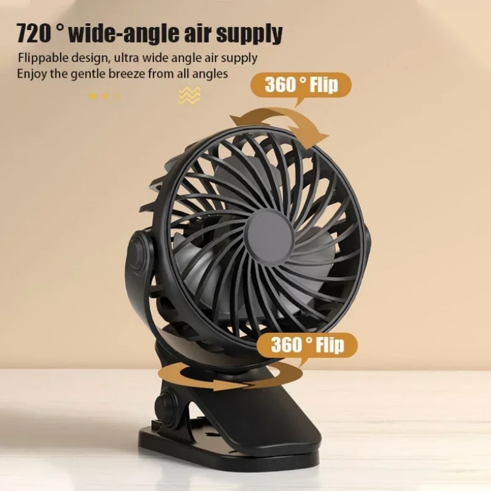 Portable USB Rechargeable Clipon Desk Fan With Night Light Ideal For Home Outdoors 1