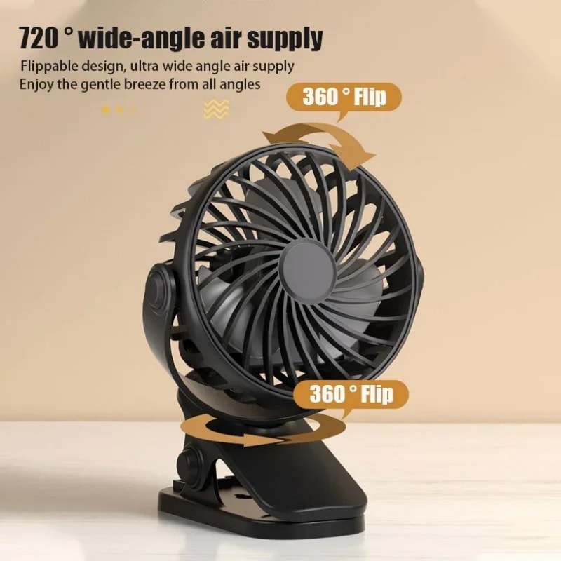 Portable USB Rechargeable Clipon Desk Fan With Night Light Ideal For Home Outdoors 1
