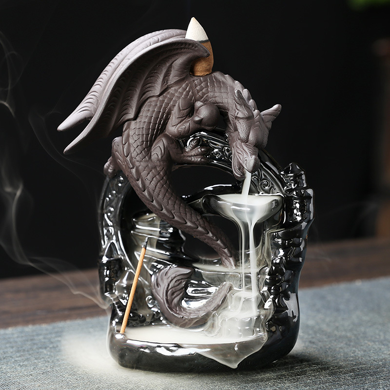 Vintage Dragon Backflow Incense Burner Ceramic Aromatherapy Decor For Home Tabletop Style 5