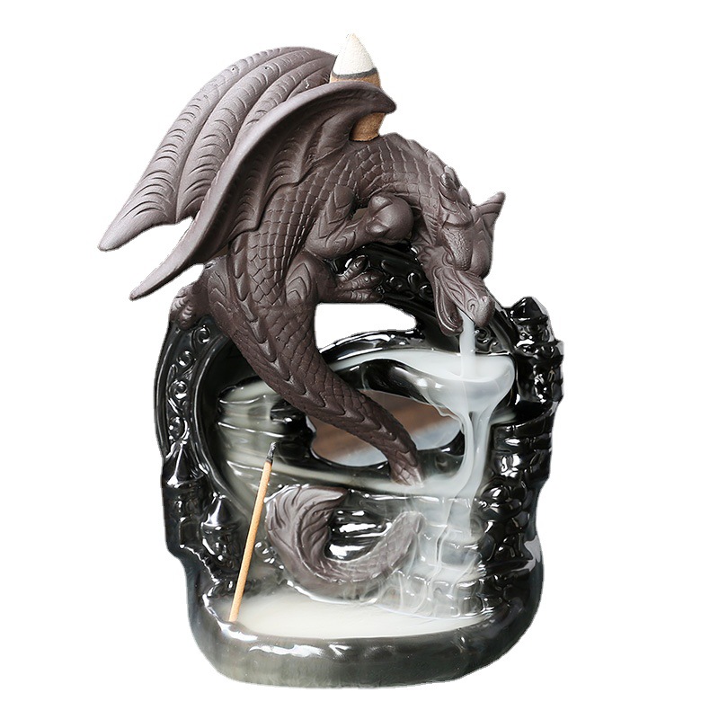Vintage Dragon Backflow Incense Burner Ceramic Aromatherapy Decor For Home Tabletop Style 4