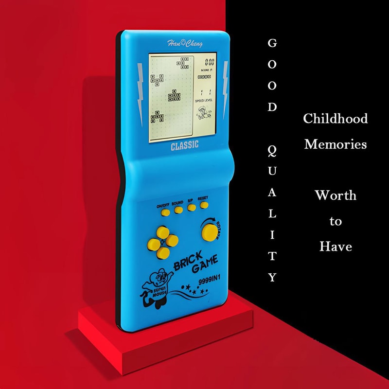 Retro Handheld Tetris Game Console Large Screen Puzzle Toy for Kids, Nostalgic Pocket Game for Children