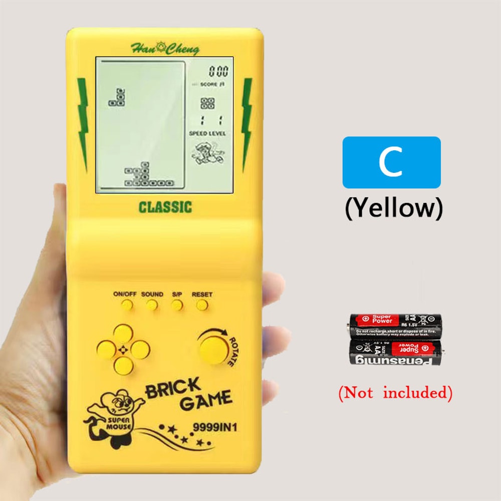 Retro Handheld Tetris Game Console Large Screen Puzzle Toy for Kids, Nostalgic Pocket Game for Children