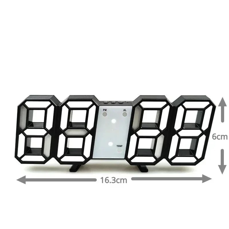 LED Digital Alarm Wall Clock with Time, Date Temperature Display for Home Office