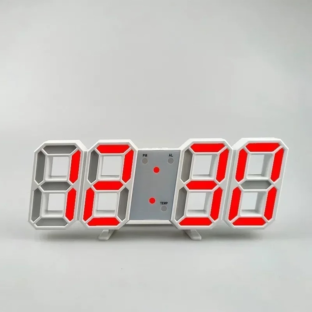 LED Digital Alarm Wall Clock with Time, Date Temperature Display for Home Office