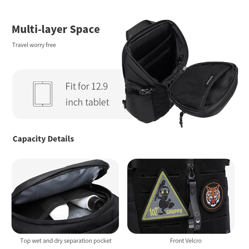 Waterproof Sling Crossbody Bag For Men Large Capacity Chest Messenger Bag For Short Trips 2