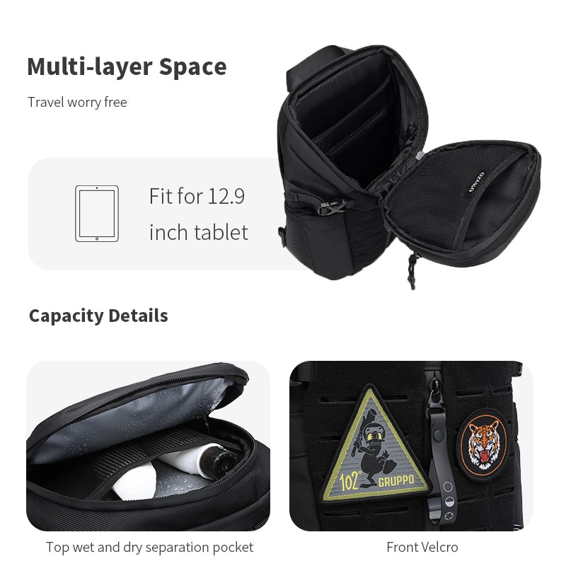 Waterproof Sling Crossbody Bag For Men Large Capacity Chest Messenger Bag For Short Trips 2