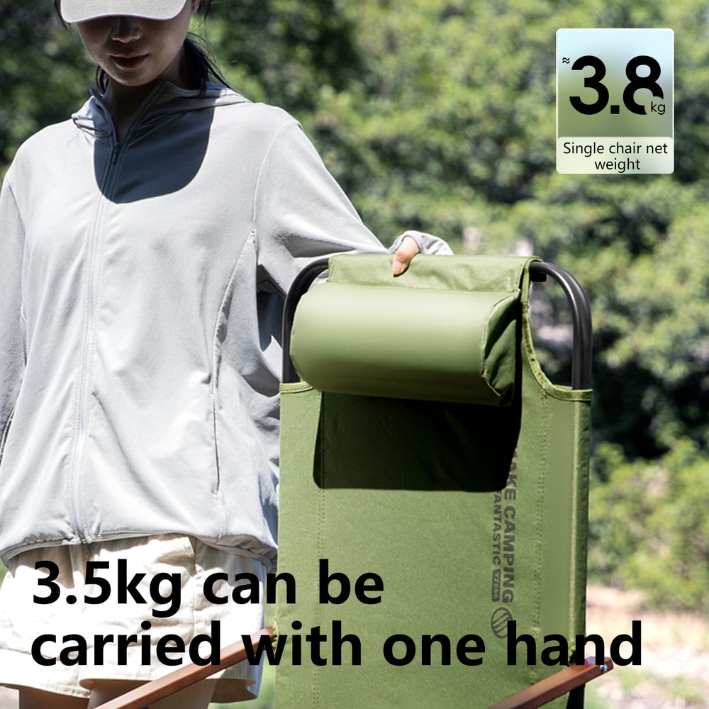 Portable Camping Chair With Adjustable Armrests Detachable Pillow Perfect For Beach Travel And Hiki 4