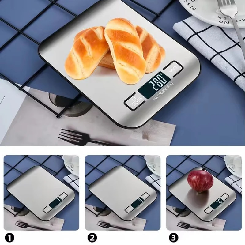 Digital Kitchen Scale with LED Display Stainless Steel Electronic Weighing Scale for Home, Jewelry, Food, Snacks