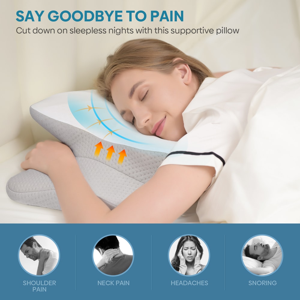 Odorless Orthopedic Ergonomic Memory Foam Pillow for Neck Relief Breathable Slow Rebound Design