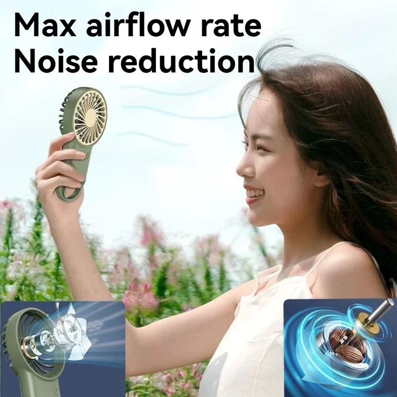 Foldable USB Rechargeable Mini Fan With Cartoon Design Perfect For Outdoor Home Office Use 1