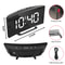 Noiseless Digital LED Alarm Clock with Large Mirror Display Sleek Silent Electronic Timepiece