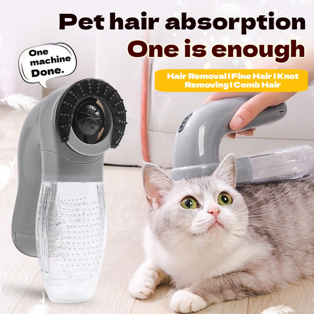 Portable Pet Grooming Vacuum for Cats and Dogs with Gentle Massage Brush and Hair Removal Cleaner