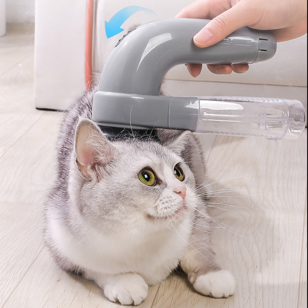 Portable Pet Grooming Vacuum for Cats and Dogs with Gentle Massage Brush and Hair Removal Cleaner
