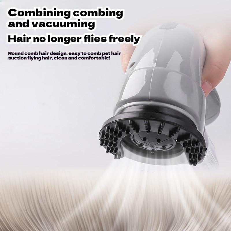 Portable Pet Grooming Vacuum for Cats and Dogs with Gentle Massage Brush and Hair Removal Cleaner