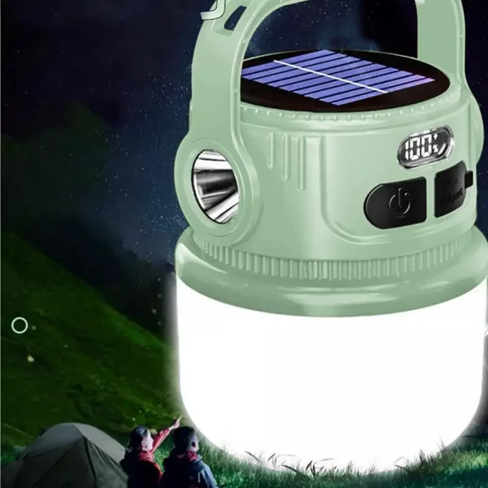 Portable LED Camping Lantern Solar Rechargeable Waterproof Outdoor Tent Light
