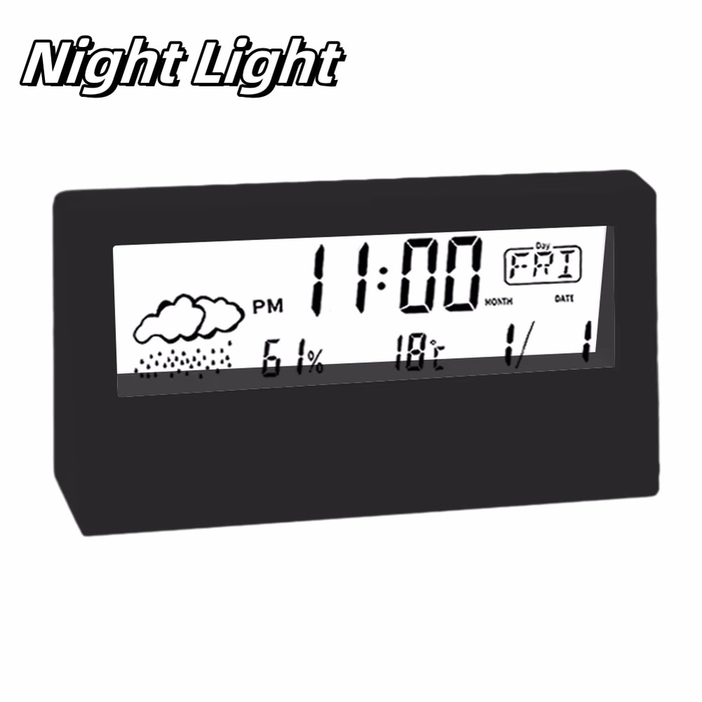 Creative Thermo-Hygrometer Clock Weather Display Alarm Clock for Desktop Decor