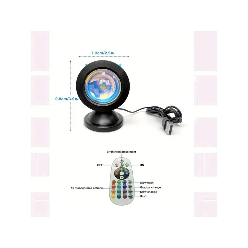 Colorful Sunset Light with Earbuds and Remote Control