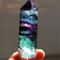 Natural Fluorite Crystal Healing Wand Colorful Striped Fluorite Hexagonal Point, Quartz Crystal Stone for Treatment