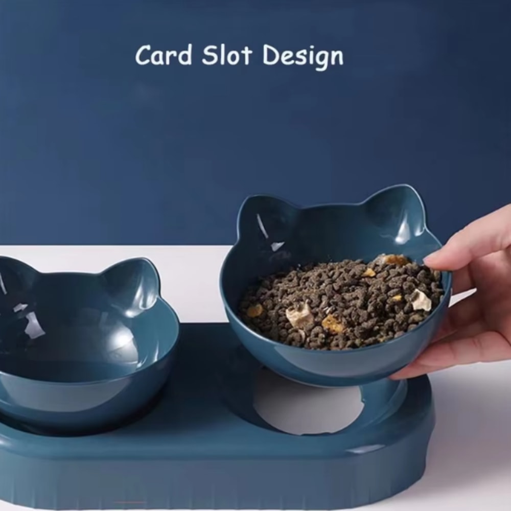 Triple Cat Bowls Pet Feeder With Automatic Drinking Bottle Tilted Rotatable Design For Cats Dogs 5