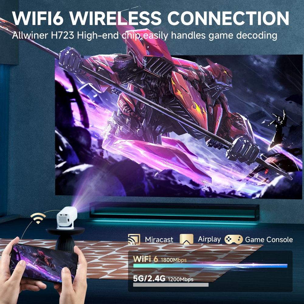 Portable Smart Mini Projector HD Video WiFi Connectivity And Outdoor Use For Home Theater 4