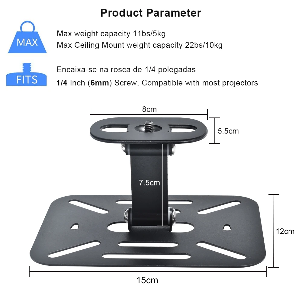 Adjustable Universal Projector Stand Holder Removable Desktop Wall Mount for Mobile Projectors