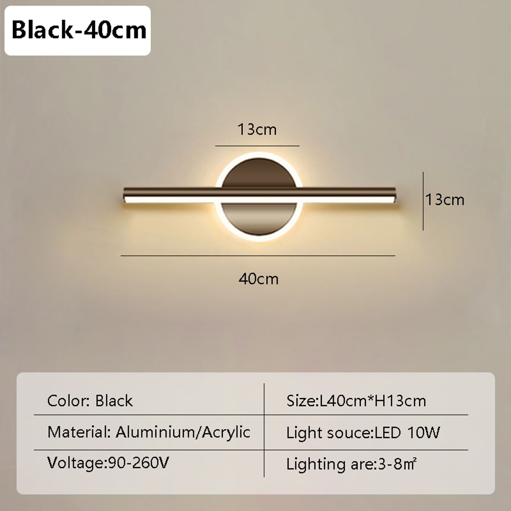 Modern LED Wall Lamp for Bathroom Toilet Black Gold Long Strip Fixture Home Decor LED Lighting Lamp