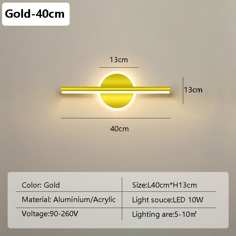 Modern LED Wall Lamp for Bathroom Toilet Black Gold Long Strip Fixture Home Decor LED Lighting Lamp