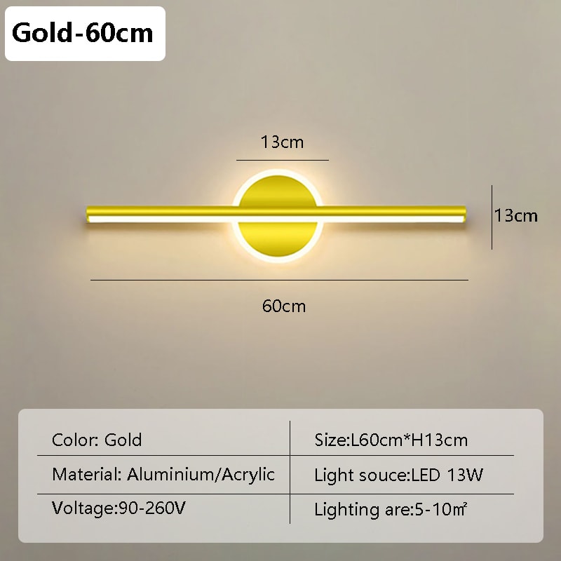Modern LED Wall Lamp for Bathroom Toilet Black Gold Long Strip Fixture Home Decor LED Lighting Lamp