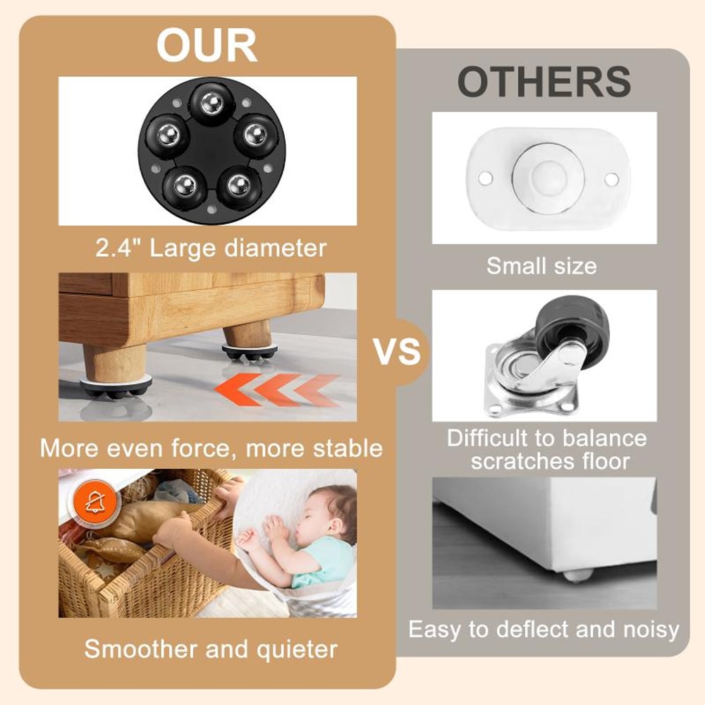 Adjustable Furniture Leg Pads with Rollers Perfect for Sofa, Bed, and Washing Machine Boosters