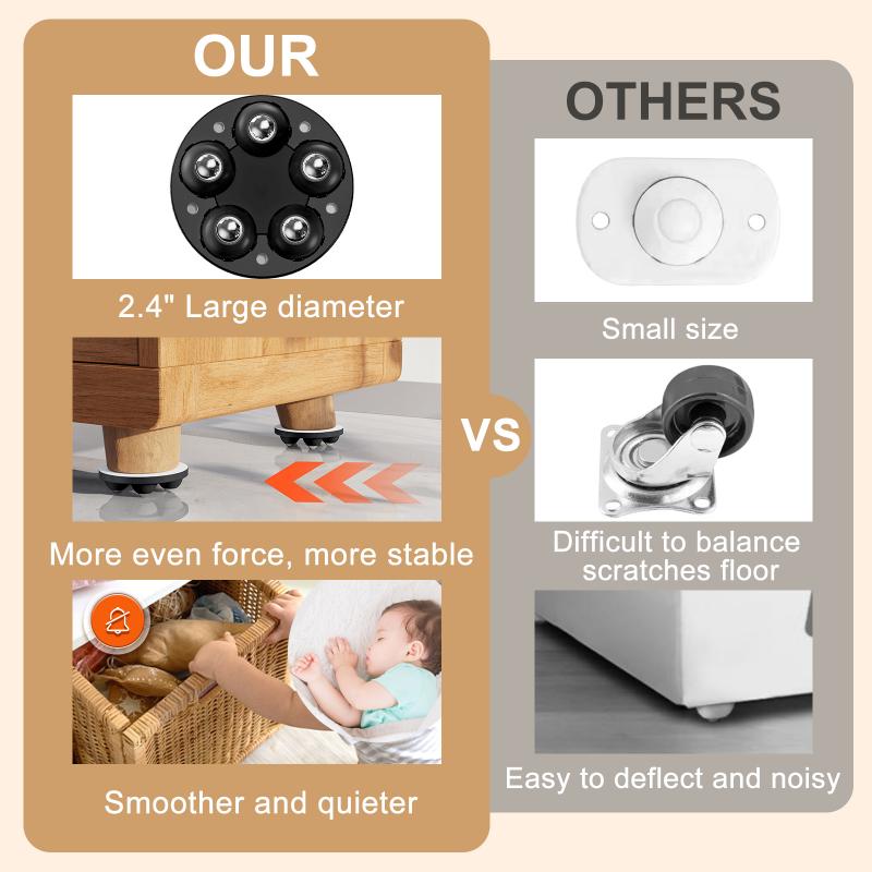 Adjustable Furniture Leg Pads with Rollers Perfect for Sofa, Bed, and Washing Machine Boosters