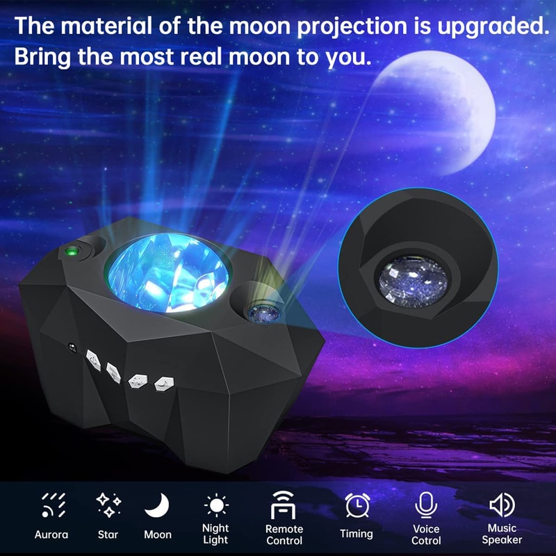 Aurora Galaxy Moon Projector with Bluetooth Music Speaker Sky Night Lamp for Kids and Adults
