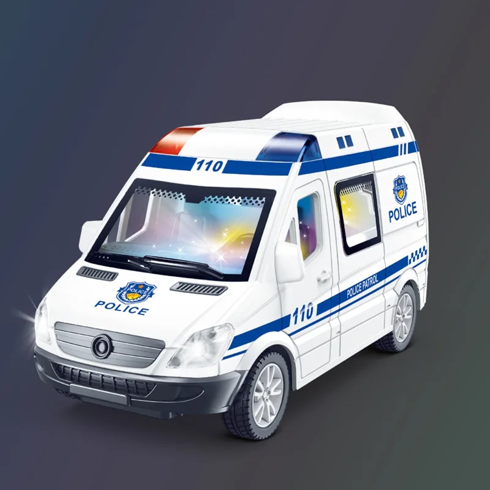 Mini Diecast Emergency Vehicle Model Set Ambulance, Fire Truck, and Police Car with Sound Light for Boys