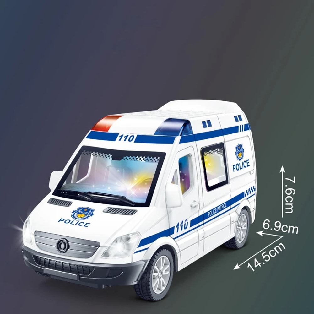 Mini Diecast Emergency Vehicle Model Set Ambulance, Fire Truck, and Police Car with Sound Light for Boys