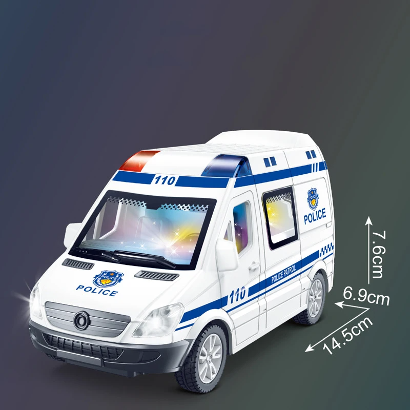 Mini Diecast Emergency Vehicle Model Set Ambulance, Fire Truck, and Police Car with Sound Light for Boys