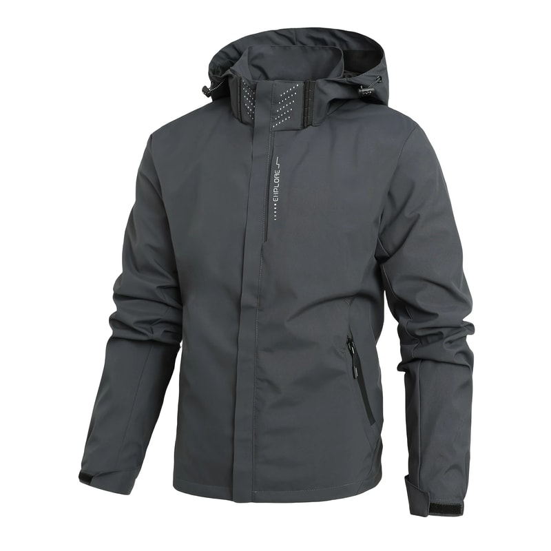Mens Waterproof Windproof Hiking Rain Jacket with Hood