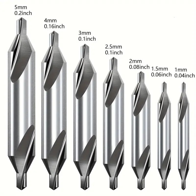 Precision Center Drill Bits Set Degree Lathe Center Drill Set for Accurate Metal Drilling and Machining