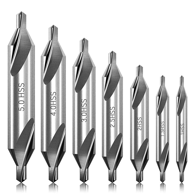 Precision Center Drill Bits Set Degree Lathe Center Drill Set for Accurate Metal Drilling and Machining